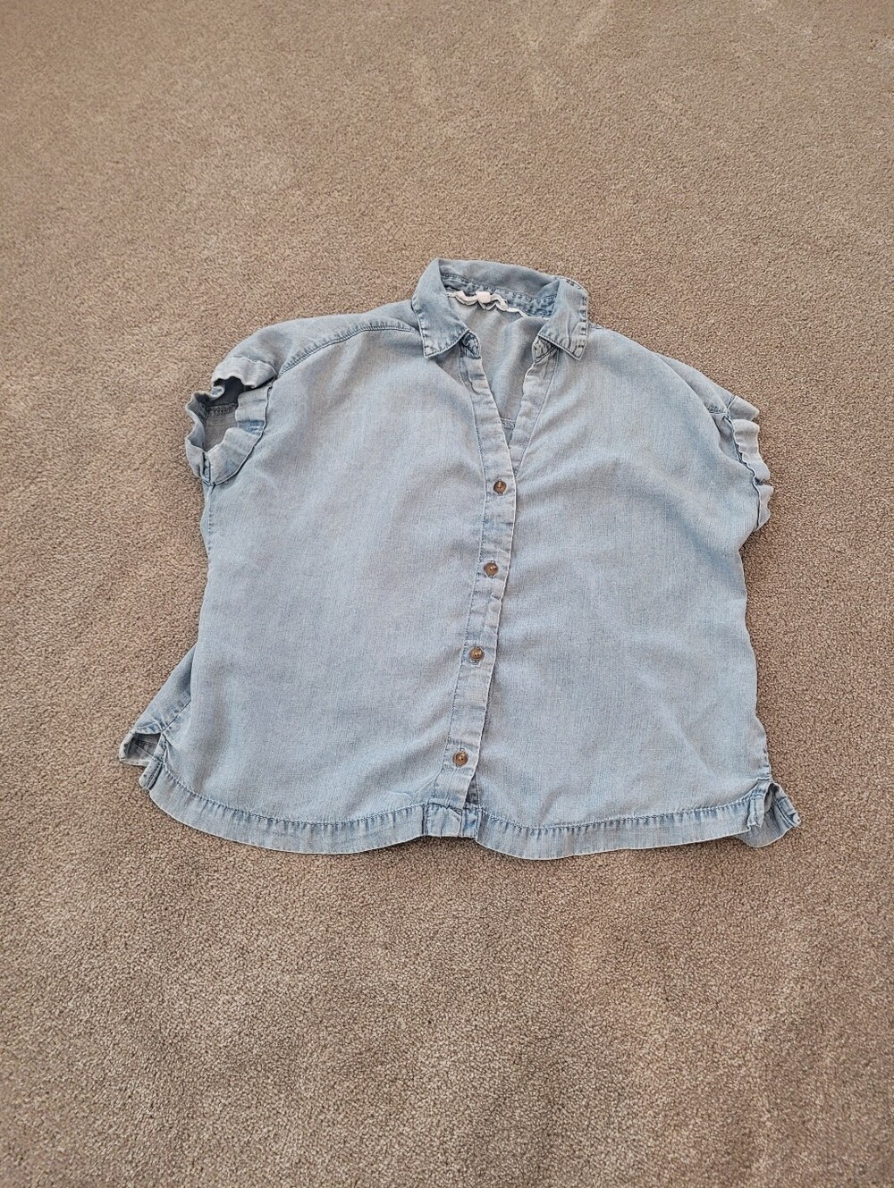 Jane + Delancey Womens Denim Chambray Button Up Top Size Small